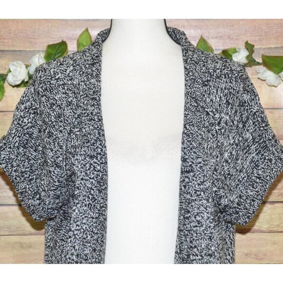 Kenneth Cole Reaction Gray Heathered Ladies XL Short Sleeve Cardigan Chunky Knit - Picture 2 of 12